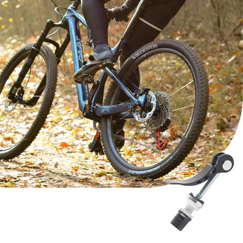 Cyclist on trail with Lightweight Aluminum Alloy Quick Release Seat Post Clamp And Binder Clip For Road And Mountain Bikes