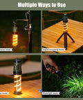Portable LED Lantern And Flashlight Combo with dual heating, magnetic mount on tripod, table, and as a handheld light.