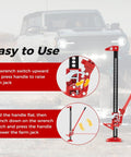 Diagram of Beefed Up Heavy Duty Farm Jack 3 Ton Capacity 153 cm Off Road Ratcheting Utility Lift in use instructions