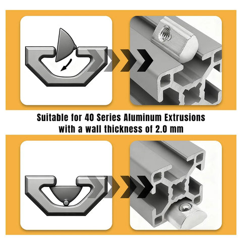 100 Pack M8 T Slot Spring Nuts Built Tough for 40 Series Aluminum Extrusion Carbon Steel Half Round Roll In Nut European Standard for 3D Printers