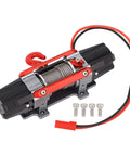RC Dual Motor Winch with CNC Metal body and accessories, designed for 1/10 and 1/8 scale trucks, showcasing premium alloy build.