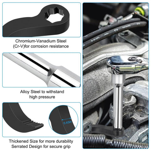 Three Piece Pry Bar Wrench Adapter Set For One Half Inch Drive showing steel construction and durability details