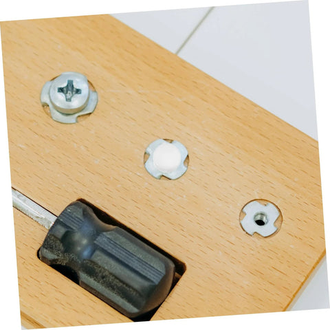 Plastic Screw Cover Caps Set 400 Pieces Hinged Design Multi Color Assorted for Furniture close-up on wood surface