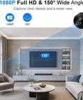 Top Shelf 1080P PTZ Security Camera Featuring Reliable 4G Plus WiFi Connectivity Portable Indoor Outdoor Surveillance Rig With Slick Magnetic Wall Mount And Ample 16GB Storage For Smooth Monitoring in a modern living room showing 150-degree wide angle.