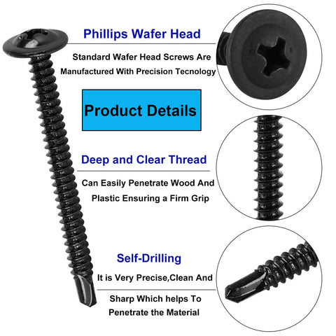 Pro Grade Self Drilling Screws Kit For Metal And Sheet Metal 140 Pcs Black TEK Screw details and features