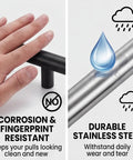 10 Piece Matte Black Stainless Steel Cabinet Handles for Kitchen Cabinets and Drawer Pulls, 5 Inch Long showing durability and design.