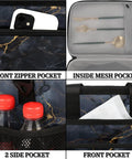 Collage showing features of Insulated Picnic Backpack For Work Beach And Travel With Large Capacity Lunch Bag with pockets.