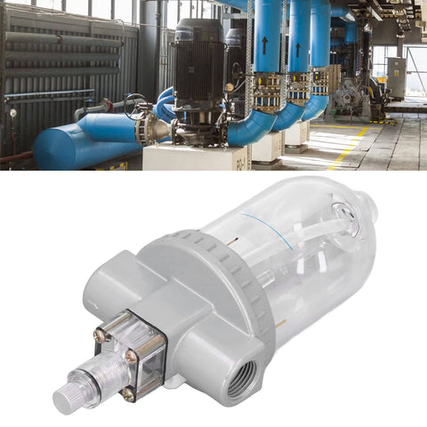 Air Compressor Lubricator With Aluminum Alloy Oil Separator And Transparent PC Cup for Pneumatic Systems in industrial setting.