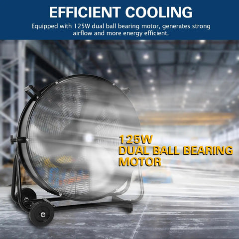24 Inch Ultra Quiet Variable Speed High Velocity Drum Fan With Brushless DC Motor Delivers Beast Airflow Up To 7800 CFM
