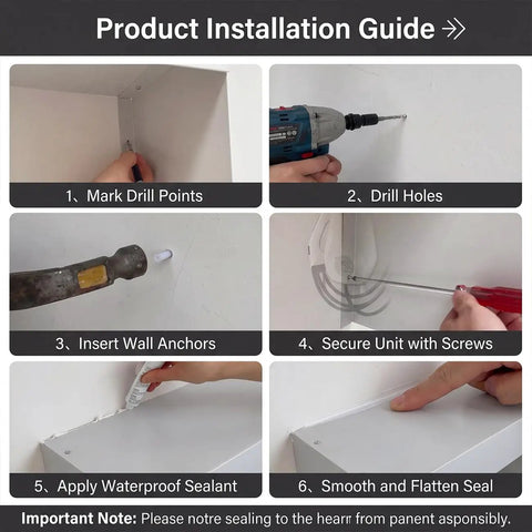Product installation guide showing steps to secure Universal Ev Charger Protective Cover Outdoor Weatherproof Electric Vehicle Charging Station Enclosure.