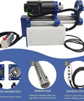 BREVELTION portable line boring machine with 5.24 ft connecting bar; blue and black steel body and control box