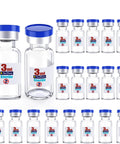 Ks-Tek 20 pcs sterile 3 ml borosilicate glass vials with blue flip-off caps, individually packed