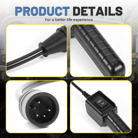 5 Pin Winch Remote Switch Cable For Electric Winches 5000 9000 12000 12 Foot Cord 5 Prong Hand Wired Controller Plug And Play Replacement Or Upgrade For UTV ATV Winches, black 5-pin connector and IN/OUT switch