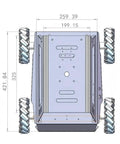 Top view of Heavy Duty 80kg Load Metal Car Chassis With 152mm Mecanum Wheel Trolley Omnidirectional Mobile Robot Kit.