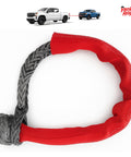 Heavy Duty Synthetic Recovery Soft Shackle With Red Chafe Sleeve Seven Sixteenth Inch Diameter MBS 45,500 Lbs For Off Road Vehicle Towing And Recovery Gear Made In USA