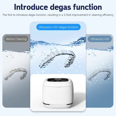 Kickass 3 In 1 Ultrasonic Retainer Cleaner with Degassing Tech and UV Light illustration with cleaning efficiency improvement