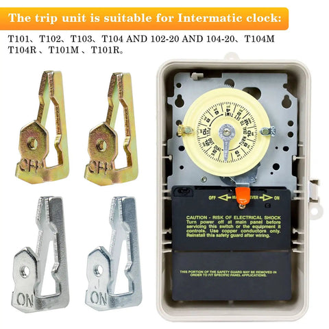 156T1978A Time Switch Trippers Replacement For T100 Series Timers Two Pack with trip units and eight screws in view