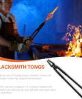 Wolf Jaw Blacksmith Tongs 17 Inch Forging Tool For Blacksmiths Pro Grade Safe Control With Serrated Wolf Jaw Grip
