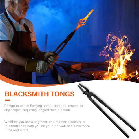 Wolf Jaw Blacksmith Tongs 17 Inch Forging Tool For Blacksmiths Pro Grade Safe Control With Serrated Wolf Jaw Grip