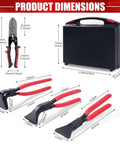 Sheet Metal Tools Set For DIY And Home Projects With Ten And A Half Inch Five Blade Crimper And Three Piece Hand Seamers dimensions