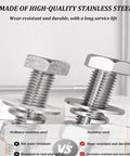 Kickass Super Heavy Duty 304 Stainless Steel Hex Bolts And Nuts 50 Piece Set M18 showing close-up durable stainless steel fasteners.