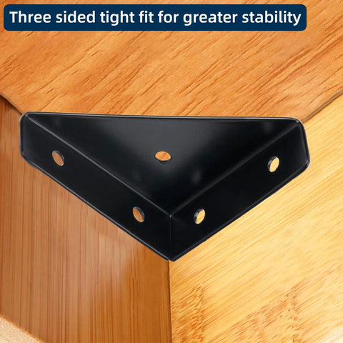 Triangle Corner Brace L Bracket For Wood 10 Pack Built Tough Heavy Duty Solid Steel Triangle Bracket With Screws For Bookshelf Table Desk And Bed Frame Stabilization Repair Easy DIY Fix For No Wobble Furniture installed on a wooden corner for stability