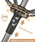 Close-up of Backyard Game Changer Umbrella Clothesline adjustable height mechanism and rotary design for easy use.