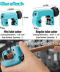 Mini Tubing Cutter For 1/8 To 3/4 Inch Tubing, Cuts Copper Aluminum Brass And Plastic With Replacement Wheel, Ultra Compact One-Hand Use