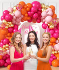 Hot Pink And Orange Balloon Arch Kit With Metallic Gold Confetti Balloons For Weddings Baby Showers And Birthday Parties