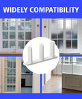 4 Pack Universal Sliding Door Bottom Guide In White ABS Floor Track with multiple door compatibility shown in collage