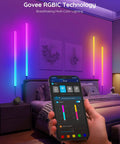 Next Level Smart Gaming Light Bar With Dynamic Rgbic Wall Mount And Hella Smooth Bluetooth App Control For Alexa And Google Setup showing colorful lights and app.