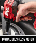 Person using 20V Brushless Cordless Impact Wrench Kit With 2.0Ah Battery And 60 Watt Charger on automotive part