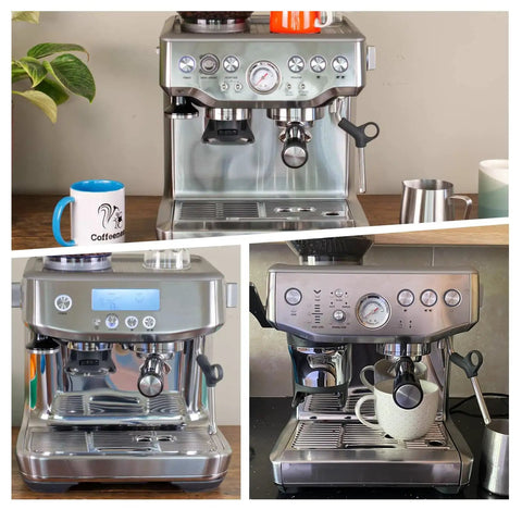 Precision Shower Screen Kit For 58Mm Breville Sage Oracle Espresso Machines shown on sleek stainless steel espresso machines.
