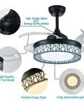 Detailed view of 42 Inch Retractable Ceiling Fan With Dimmable Lights And App Remote Control showcasing features and design.