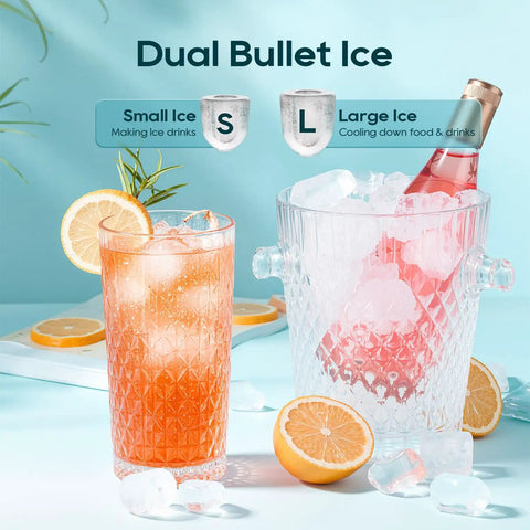 Countertop Ice Maker With 1.5L Water Tank Delivers Bullet Ice In 6 Minutes Turbo Fast Two Ice Sizes Self Cleaning Portable