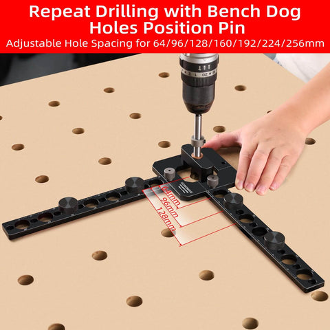 Portable Drill Guide For Three Quarter Inch Workbench Dog Holes Pro Grade Drill Template For Building MFT Table Tops