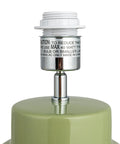 Close-up of celery green stoneware lamp base with bulb socket, 40W compatibility, for Stoneware Table Lamp In Celery Green With Linen Drum Shade Modern Boho Style Lighting For Living Room Or Bedroom Warm Soft Glow With 40W Bulb Compatibility Colorful Accent That Brightens Any Corner With Subtle Yet Eye Catching Style For Modern Decor.