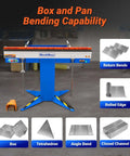 Industrial Magnetic Pan And Box Sheet Metal Brake For 20 Gauge Capacity showing box and pan bending capability.