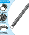 Tough As Nails Extension Spring Featuring Dual Hook Tension Build Made From Fatigue Resistant Spring Steel Exactly Zero Point One Inch Wire And Point Seven Inch Outer Diameter Spanning Seven Point Nine Inches Long, showing double hook design and coiled structure.
