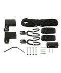 Overhead Kayak Hoist With Pulley System For Garage Storage, 125 Lb Capacity, parts and accessories laid out against white background