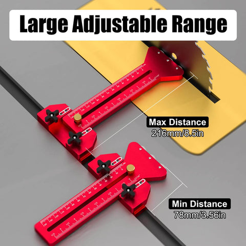 Thin Rip Jig for Table Saw and Router Table, super easy narrow strip cutting, 3/4 x 3/8 U-slot, 1/4 x 3/8 T-slot, red aluminum