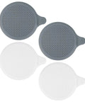 M METERXITY 4-Pack 5.9 in Silicone Tub Stopper, Bathtub Drain Stopper in gray and white colors.