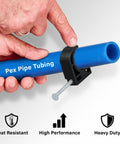 Highcraft half clamp for 1/2 in PEX tubing, black plastic with mounting screw.
