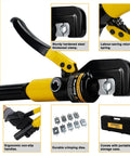 Beefy 10 Ton Hydraulic Crimping Tool Set For 12 AWG To 00 Cable With 9 Hex Dies Battery Cable Crimper Kit components