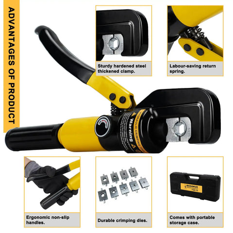 Beefy 10 Ton Hydraulic Crimping Tool Set For 12 AWG To 00 Cable With 9 Hex Dies Battery Cable Crimper Kit components
