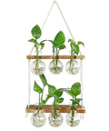 Wall Hanging Plant Propagation Station With 6 Glass Bulb Vases Two Tier Wooden Terrarium Stand For Hydroponics Awesome Gift