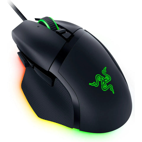 Basilisk V3 35K Wired Ergonomic Gaming Mouse With HyperScroll Tilt Wheel, 35K DPI Optical Sensor Gen 2, illuminated with Chroma RGB Lighting.