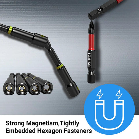 Close-up of All-In-One Magnetic Impact Nut Driver Kit, 80-Piece Set with SAE and Metric Nut Drivers and socket adapters.