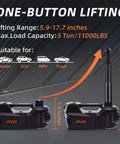 5 Ton 12V Electric Car Jack With Dual Motors, Hydraulic Lift, Built In Inflator And Impact Wrench, Quick Tire Inflation, Non Slip Cross Groove Base, Adjustable Height 5.9 To 17.7 Inches, Stable And A Real Beast Of A Tool. one-button lifting, 5.9-17.7 inches