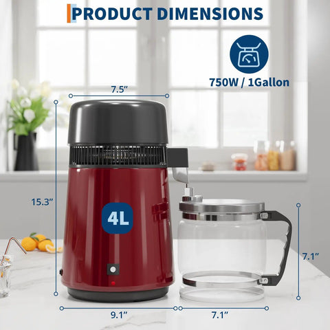 No Fuss Go To Water Distiller For Countertop Home Use With Heavy Duty Stainless Steel Build And Automatic Shutoff making 1 Gallon.